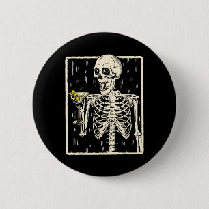 Skelet Drink Martini Tail Retro Halloween Cos Ronde Button 5,7 Cm