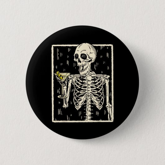 Skelet Drink Martini Tail Retro Halloween Cos Ronde Button 5,7 Cm (Voorkant)