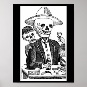 Skelet Drink Tequila en roken Poster