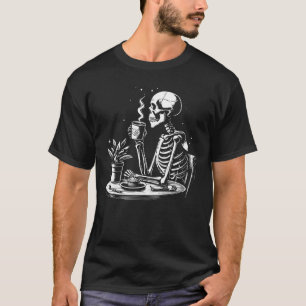 Skelet drink zwarte koffie t-shirt