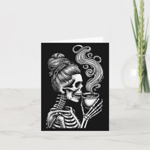 Skelet drinkt koffie Grappige Halloween-kostuum Kaart