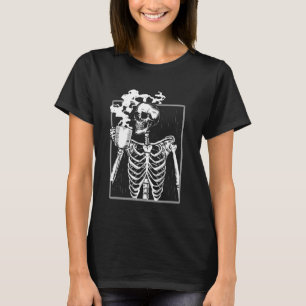 Skelet Drinkt Koffie Grappige Halloween Schedel T-shirt