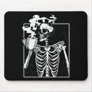 Skelet Drinkt Koffie Liefhebber Grappige Halloween Muismat