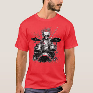 Skelet Drummer Man Rock and Roll Band Rock On T-shirt