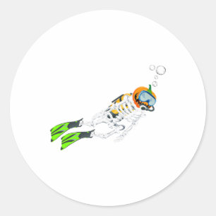Skelet Duiken Halloween Pompoen Duiker Ronde Sticker