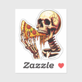 Skelet eet pizza sticker