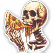 Skelet eet pizza sticker (Voorkant)