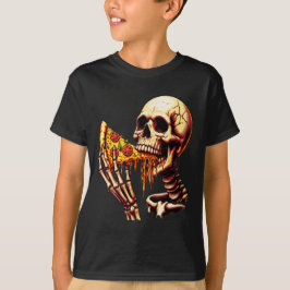 Skelet eet pizza t-shirt