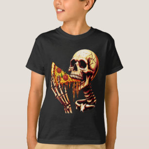 Skelet eet pizza t-shirt