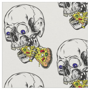 skelet-eetpizza stof