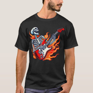 Skelet Elektrische Gitaar Man Rock Roll Band Rock  T-shirt