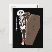 Skelet- en Coffin Halloween-ontwerp Briefkaart (Voorkant / Achterkant)