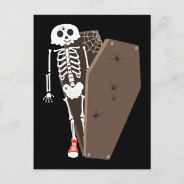 Skelet- en Coffin Halloween-ontwerp Briefkaart