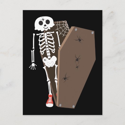 Skelet- en Coffin Halloween-ontwerp Briefkaart (Voorkant)