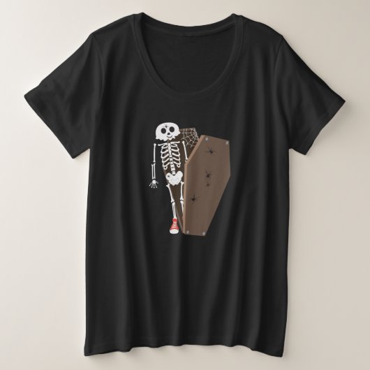 Skelet- en Coffin Halloween-ontwerp Grote Maat T-shirt (Design voorkant)