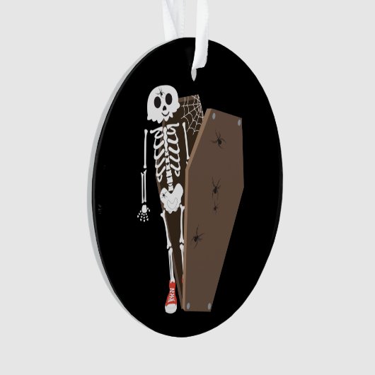 Skelet- en Coffin Halloween-ontwerp Ornament (voorkant)
