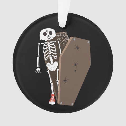 Skelet- en Coffin Halloween-ontwerp Ornament (voorkant)