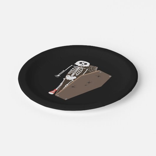 Skelet- en Coffin Halloween-ontwerp Papieren Bordje (Gekanteld)