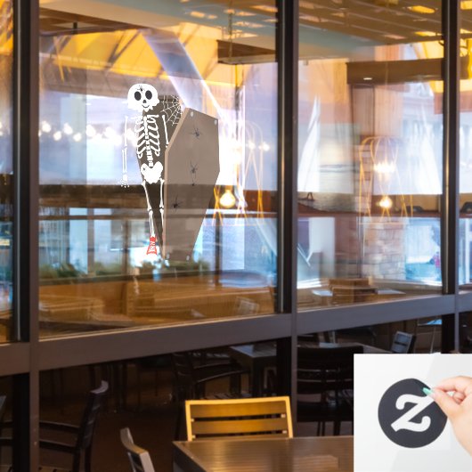 Skelet- en Coffin Halloween-ontwerp Raamsticker (Restaurant Raam)