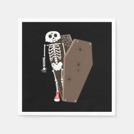 Skelet- en Coffin Halloween-ontwerp Servet