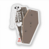Skelet- en Coffin Halloween-ontwerp Sticker (Voorkant)