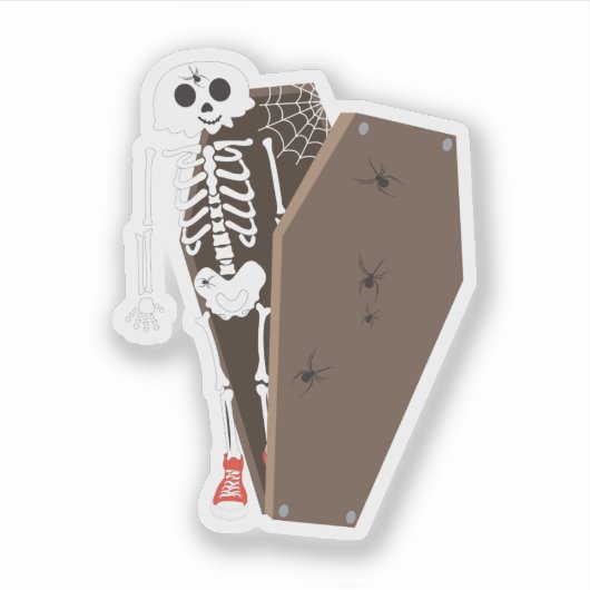 Skelet- en Coffin Halloween-ontwerp Sticker (Voorkant)