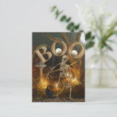 Skelet en Grave Halloween Briefkaart (Staand voorkant)
