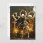 Skelet en Grave Halloween Briefkaart (Voorkant / Achterkant)