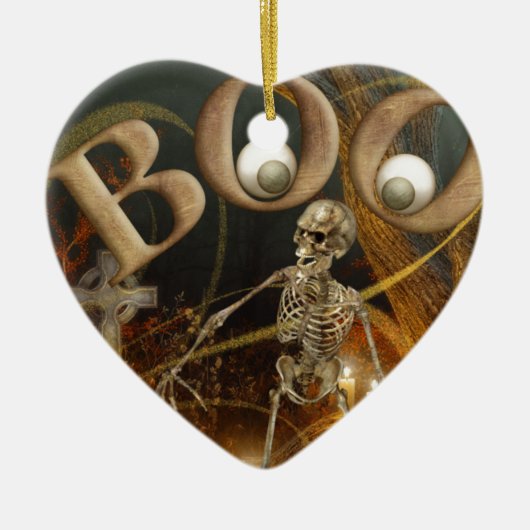 Skelet en Grave Halloween Keramisch Ornament (Voorkant)