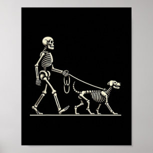 Skelet En Hond Lazy Halloween Kostuum Grappige Sku Poster