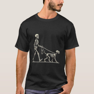 Skelet En Hond Lazy Halloween Kostuum Grappige Sku T-shirt