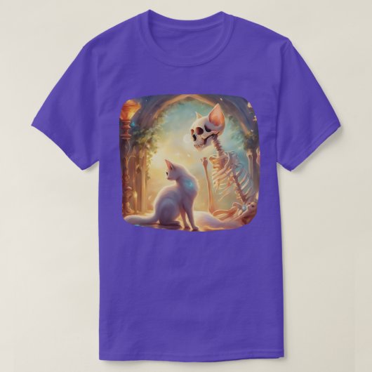 Skelet en kat beste vrienden kitten grappige katte t-shirt (Design voorkant)