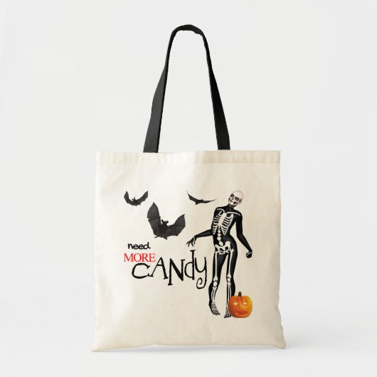 Skelet- en kattenhalloween-Trick or treat Tote Bag (Voorkant)