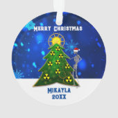 Skelet- en kerstboom met stralingssymbolen ornament (achterkant)