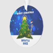 Skelet- en kerstboom met stralingssymbolen ornament (voorkant)