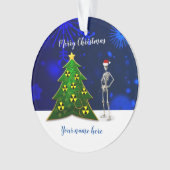 Skelet- en kerstboom met stralingssymbolen ornament (voorkant)