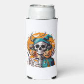 Skelet en pompoen seltzer blikjeskoeler (Seltzer Achterkant)