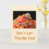 Skelet en snoepgoed kaart (Gele Bloem)