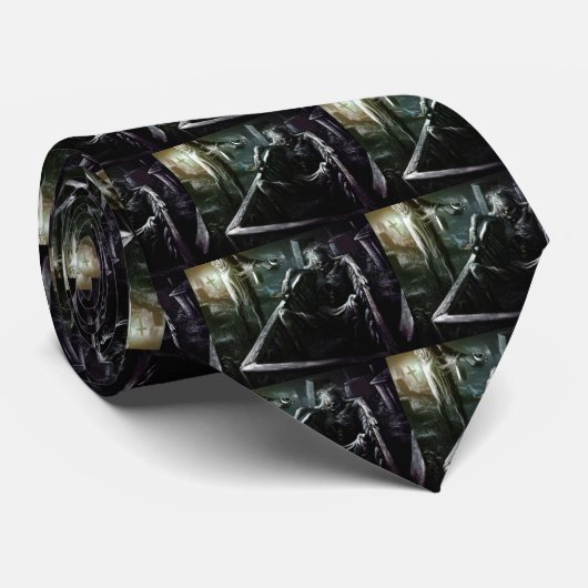 Skelet en vrouw in koffie stropdas (Opgerold)