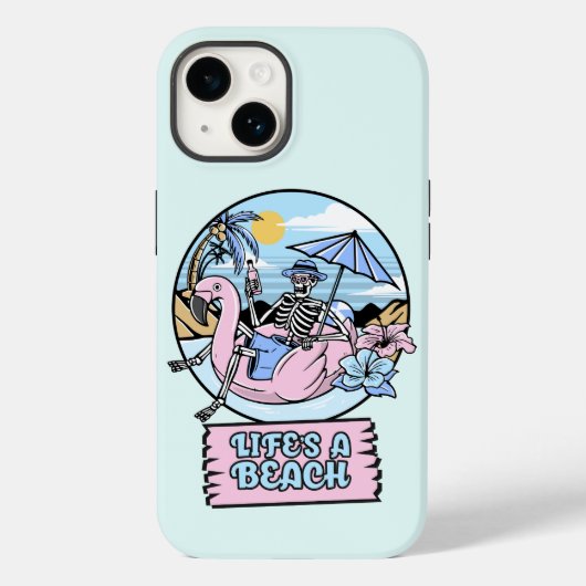 Skelet Flamingo Drijver - Leven is een Strand Case-Mate iPhone Case (Achterkant)