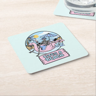 Skelet Flamingo Drijver - Leven is een Strand Kartonnen Onderzetters