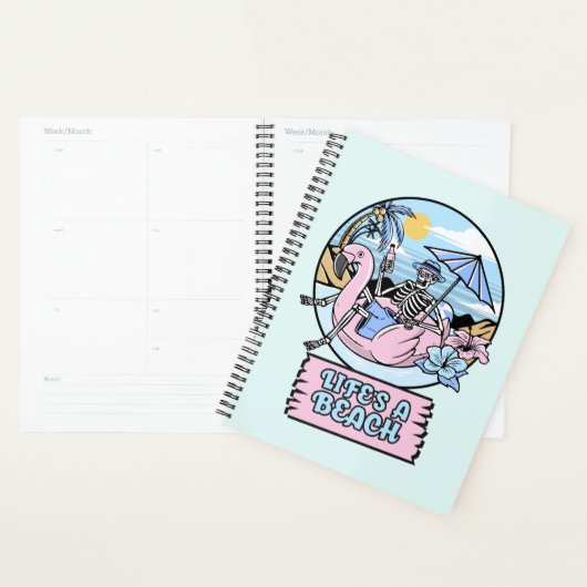 Skelet Flamingo Drijver Op Het Strand Van Het Leve Planner (Display)