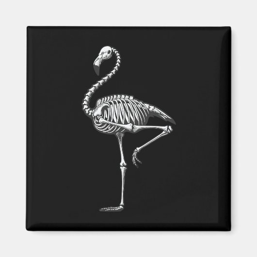 Skelet Flamingo Halloween Magneet (Voorkant)