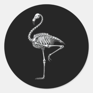Skelet Flamingo Halloween Ronde Sticker
