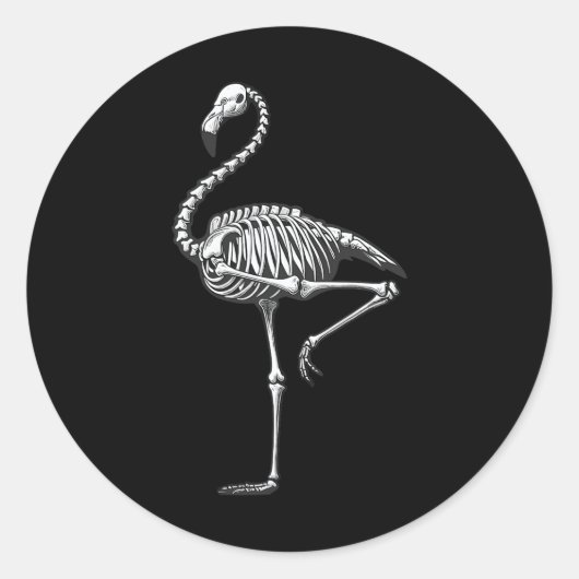Skelet Flamingo Halloween Ronde Sticker (Voorkant)
