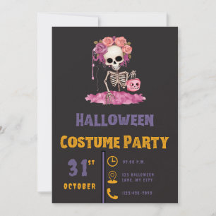Skelet Flower Crown of Rozen Zwart Halloween Kaart