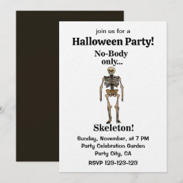 Skelet Geen-Lichaam Grappig Halloween Feest Kaart