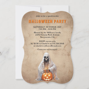 Skelet Geest Jack O’Lanterns Halloween Feest Kaart