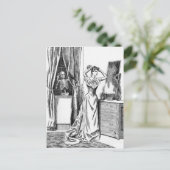 Skelet Geest Monster Victoriaanse Vrouw Briefkaart (Staand voorkant)