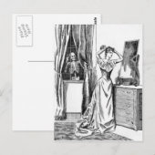 Skelet Geest Monster Victoriaanse Vrouw Briefkaart (Voorkant / Achterkant)